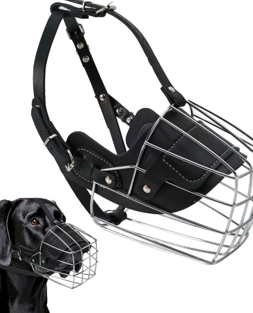 Extra Large Dog Muzzle For Great Dane Metal Basket Prevent Biting Breathable